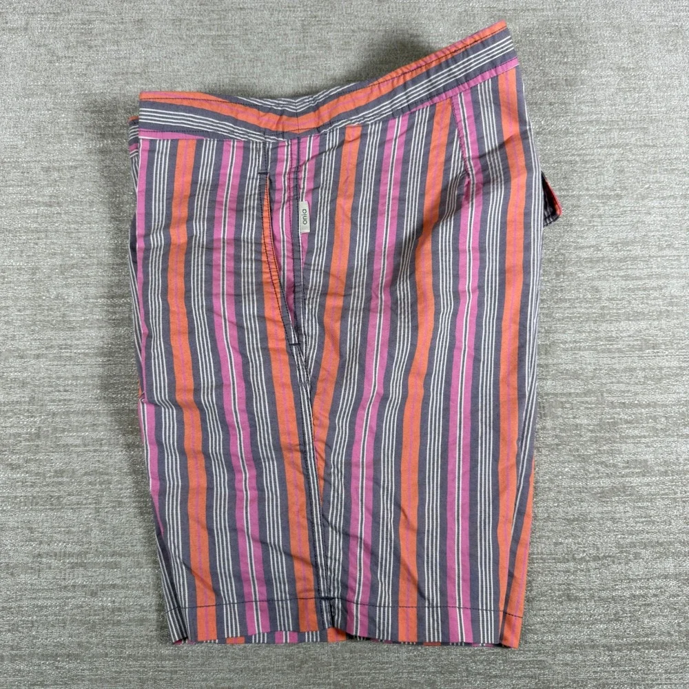 Onia Shorts Mens 37/7 Multi-Color Striped Flat‎ Front Summer Casual